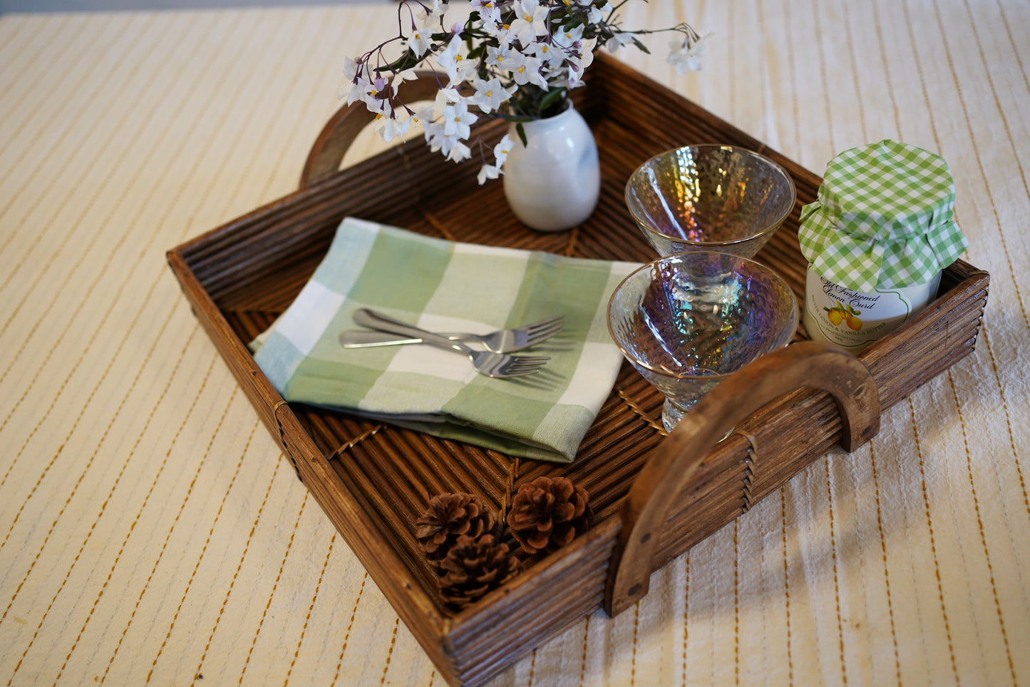 Square Tray with wooden handle